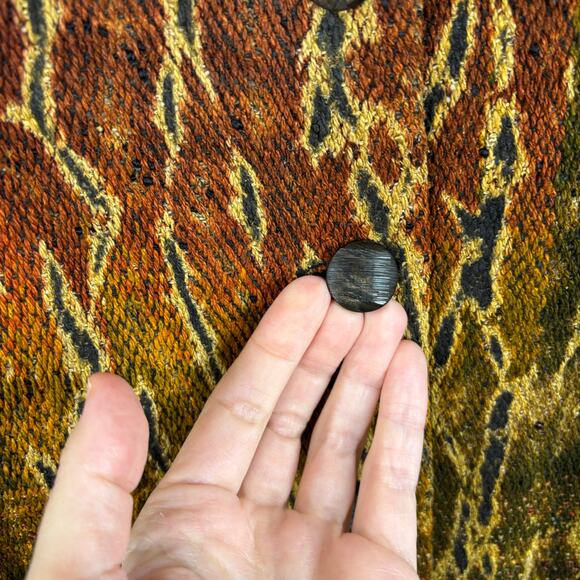 Candiss Cole Vintage 100% Silk Jacket Medium Snake Reptile Print Orange Green - Picture 5 of 10